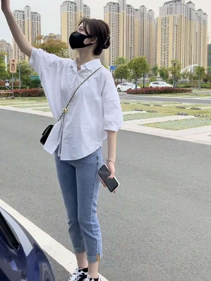 40代ファッション レディース 五部袖 二の腕カバー ゆったりシンプルシャツ