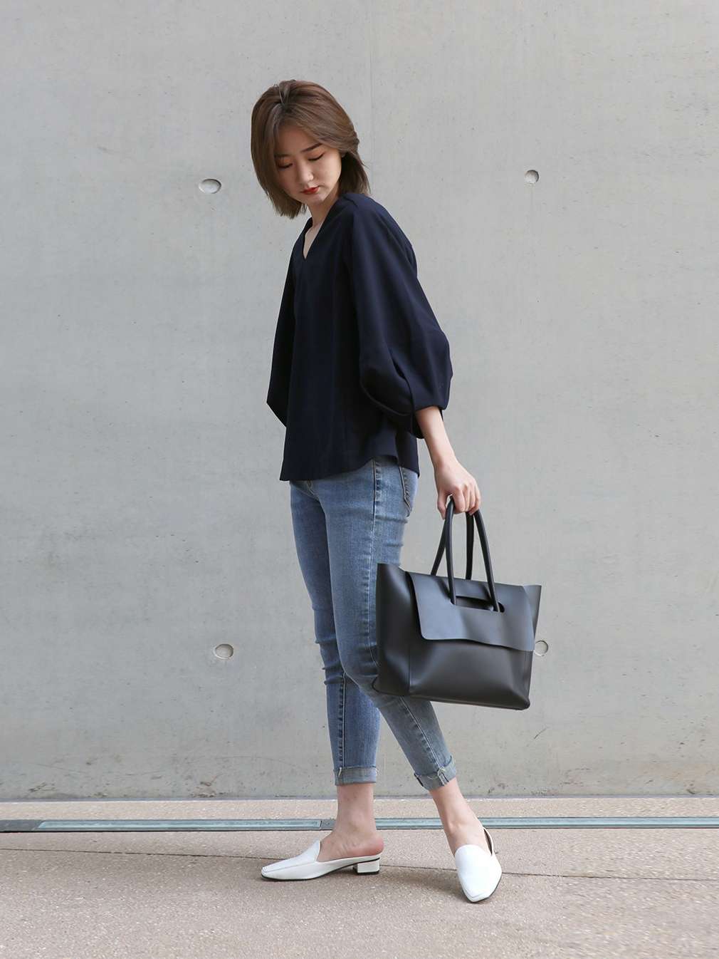 40代ファッション レディース Vネック スリーブTシャツ