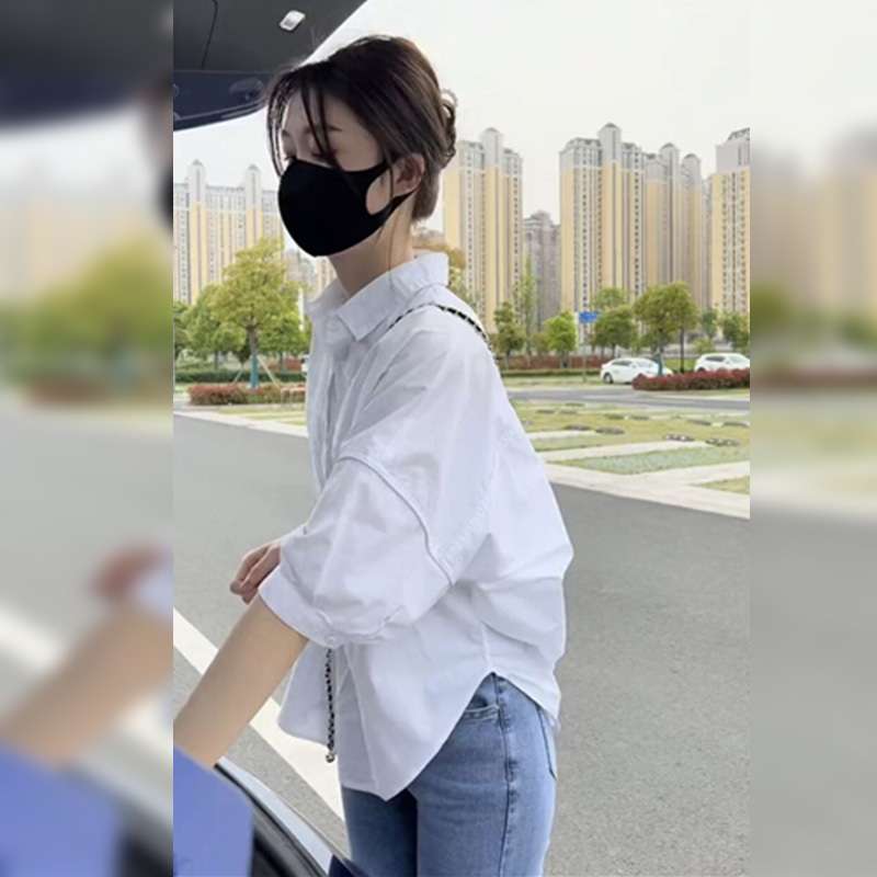 40代ファッション レディース 五部袖 二の腕カバー ゆったりシンプルシャツ