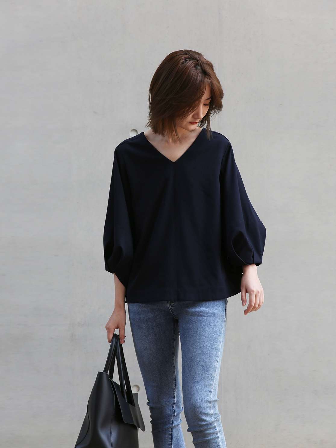 40代ファッション レディース Vネック スリーブTシャツ