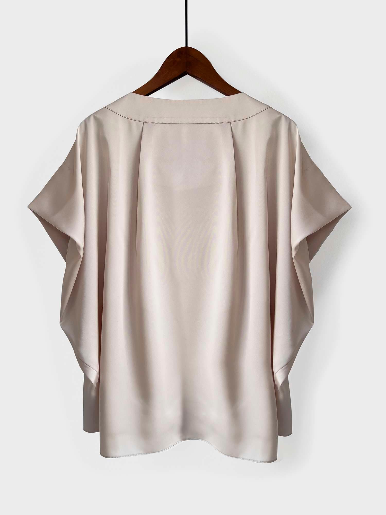 40代ファッション レディース ラウンドネック フレンチスリーブ ブラウス