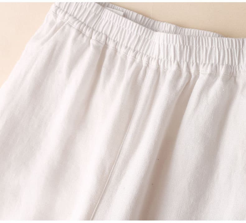 40代ファッション リネンワイドパンツ 上品フレア
