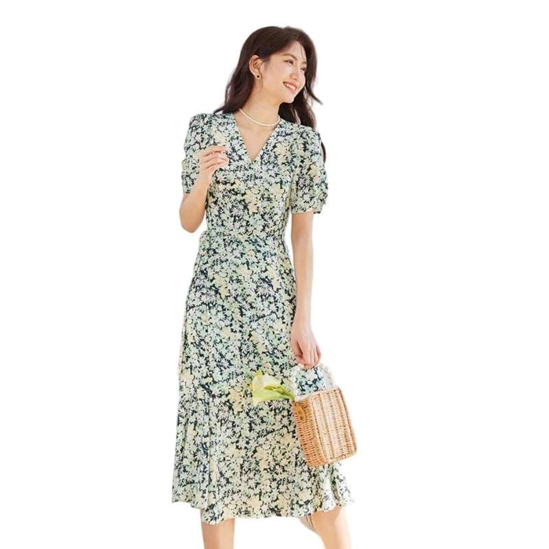 40代ファッション レディース 花柄ラップワンピース 上品フェミニン