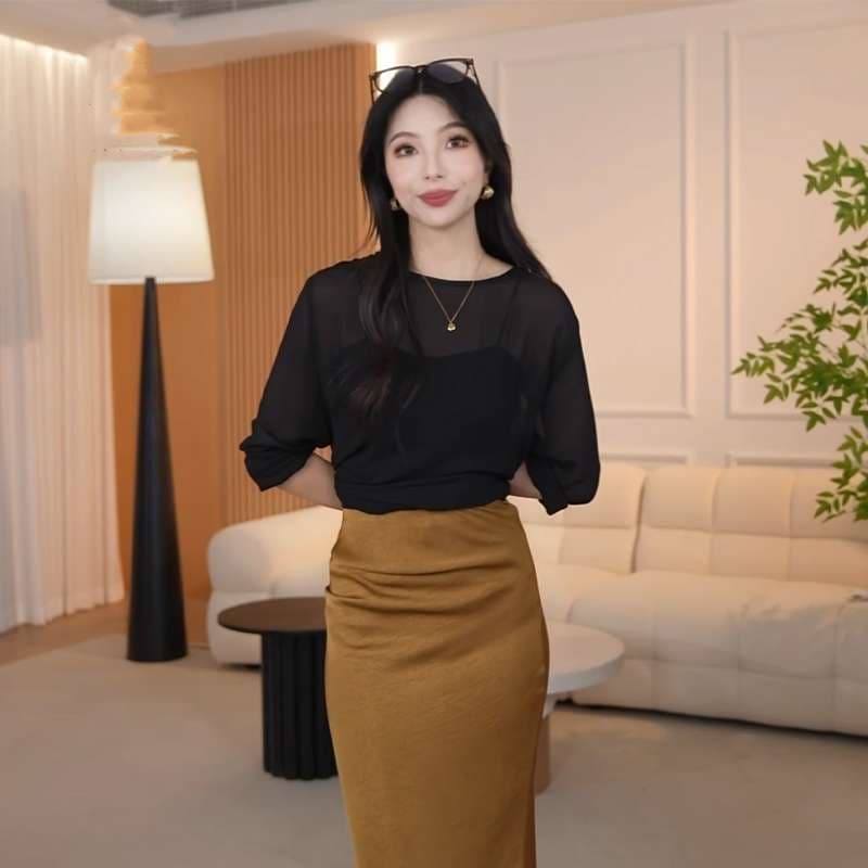 40代ファッション レディース 大人の女性向けゆったりドレープカットソー