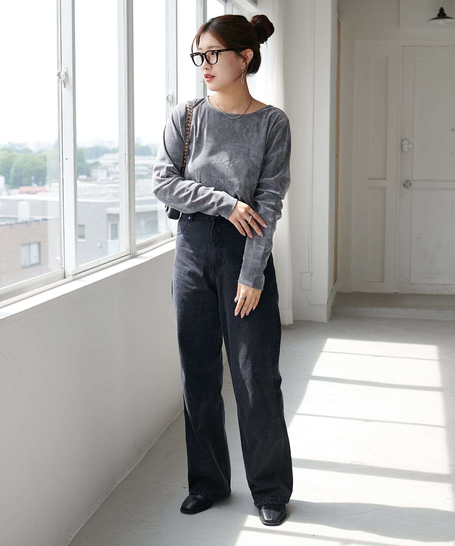 40代ファッション レディース シンプルベーシックロングスリーブTシャツ