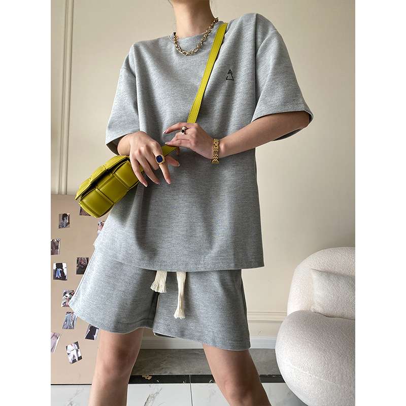 40代ファッション レディース リラックスオーバーサイズTシャツ&ショートパンツセット