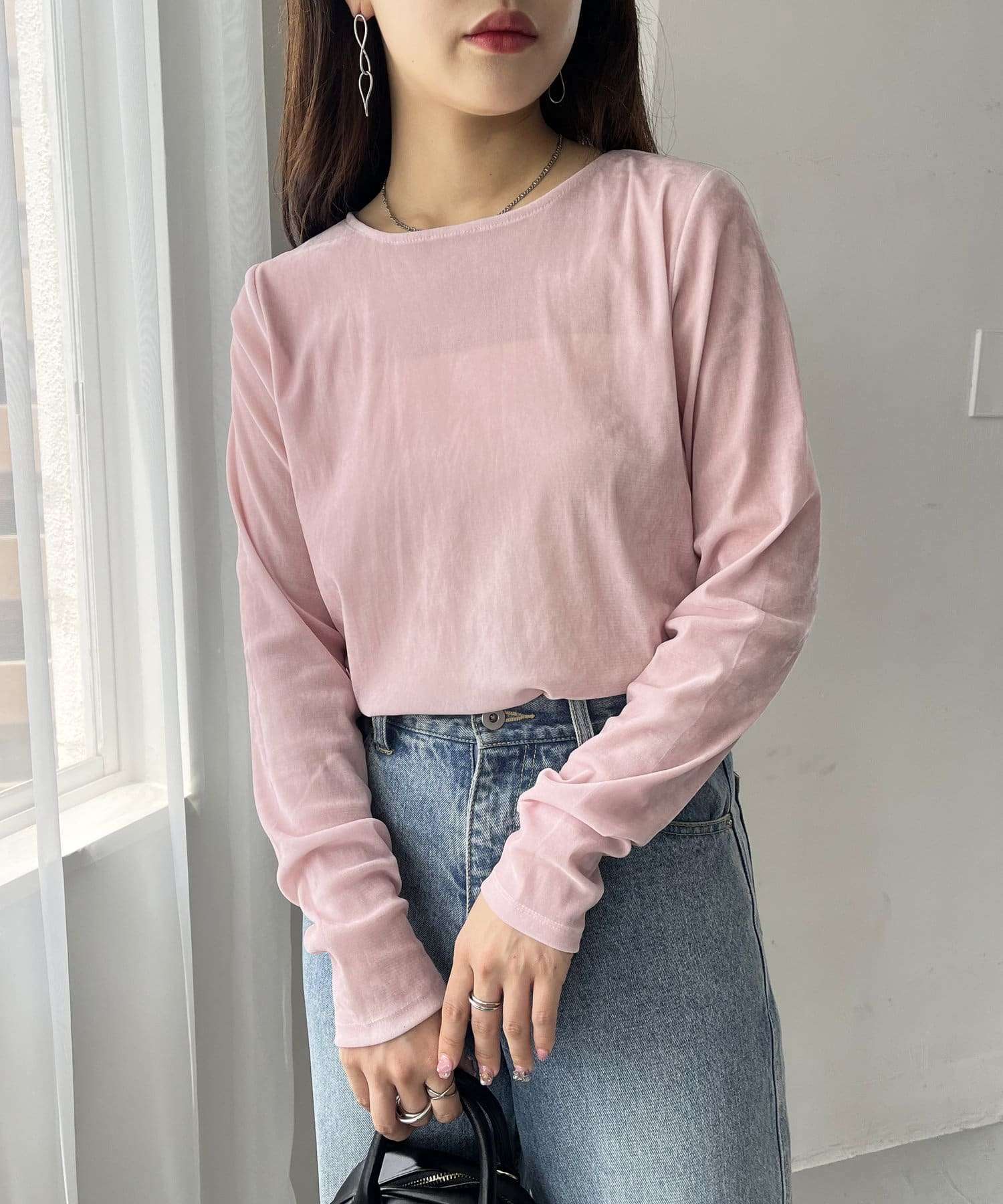 40代ファッション レディース シンプルベーシックロングスリーブTシャツ