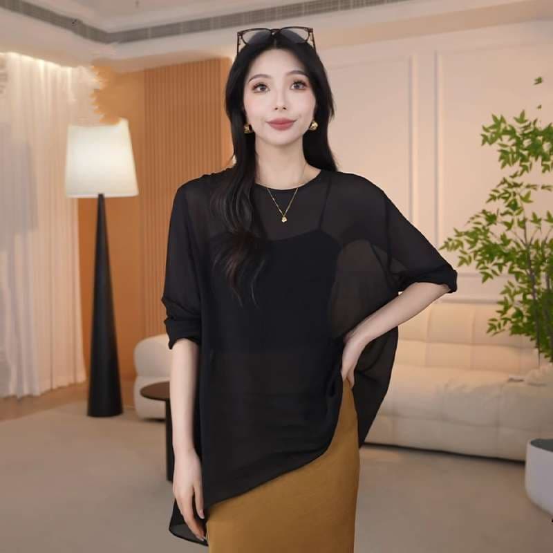 40代ファッション レディース 大人の女性向けゆったりドレープカットソー