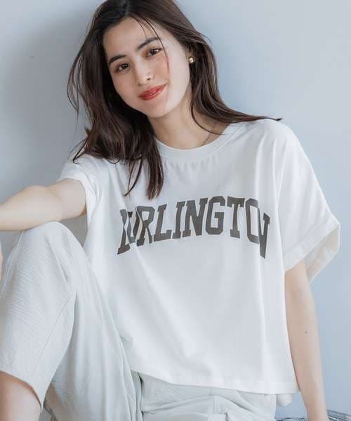 40代ファッション レディース ロゴオーバーサイズTシャツ