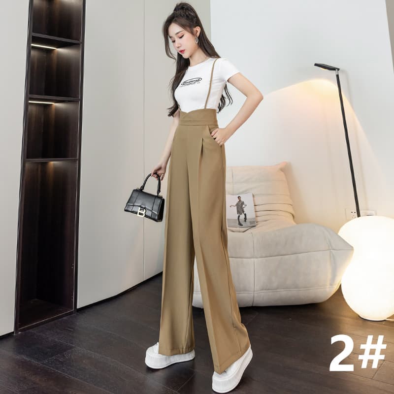 40代ファッション 大人のロング丈サロペットパンツ