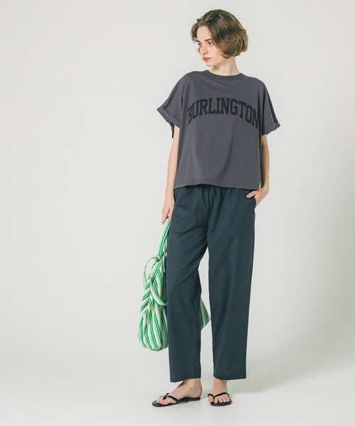 40代ファッション レディース ロゴオーバーサイズTシャツ