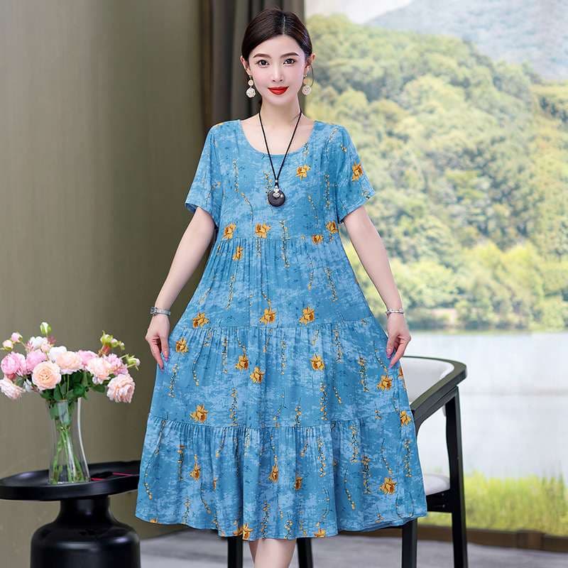 40代ファッション レディース 花柄ティアードワンピース3色展開