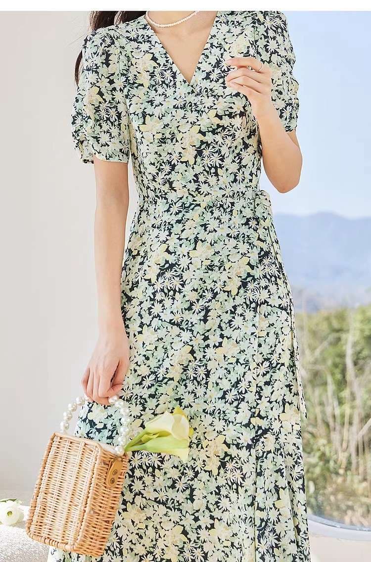 40代ファッション レディース 花柄ラップワンピース 上品フェミニン