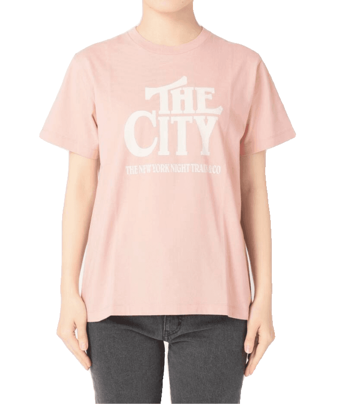 40代ファッション レディース シティロゴプリントカジュアルTシャツ