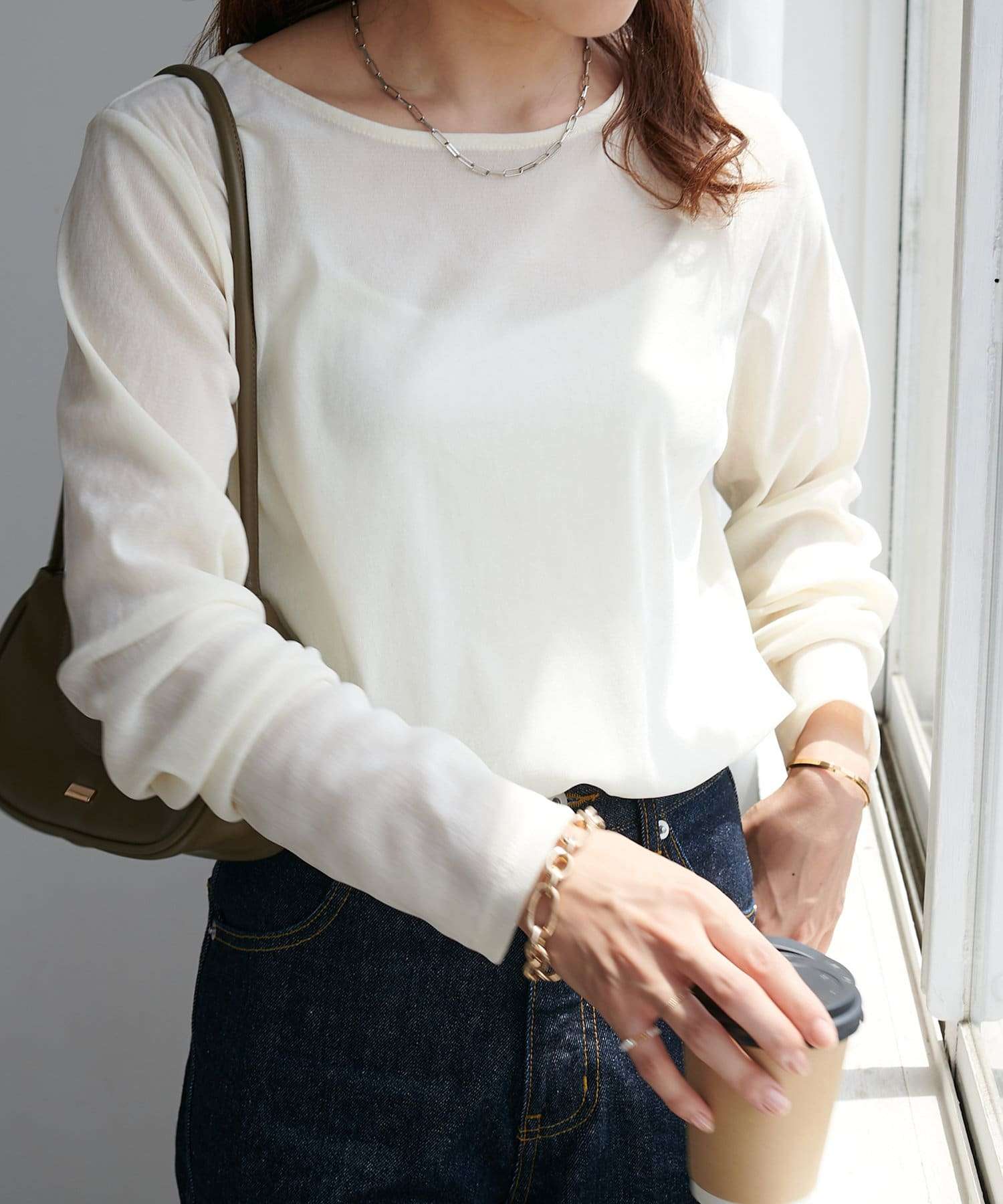 40代ファッション レディース シンプルベーシックロングスリーブTシャツ