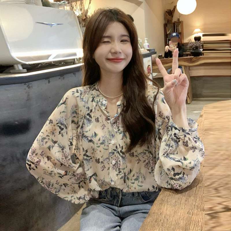 40代ファッション レディース 花柄シフォンブラウス