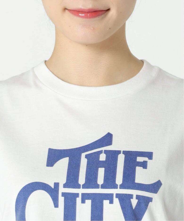 40代ファッション レディース シティロゴプリントカジュアルTシャツ