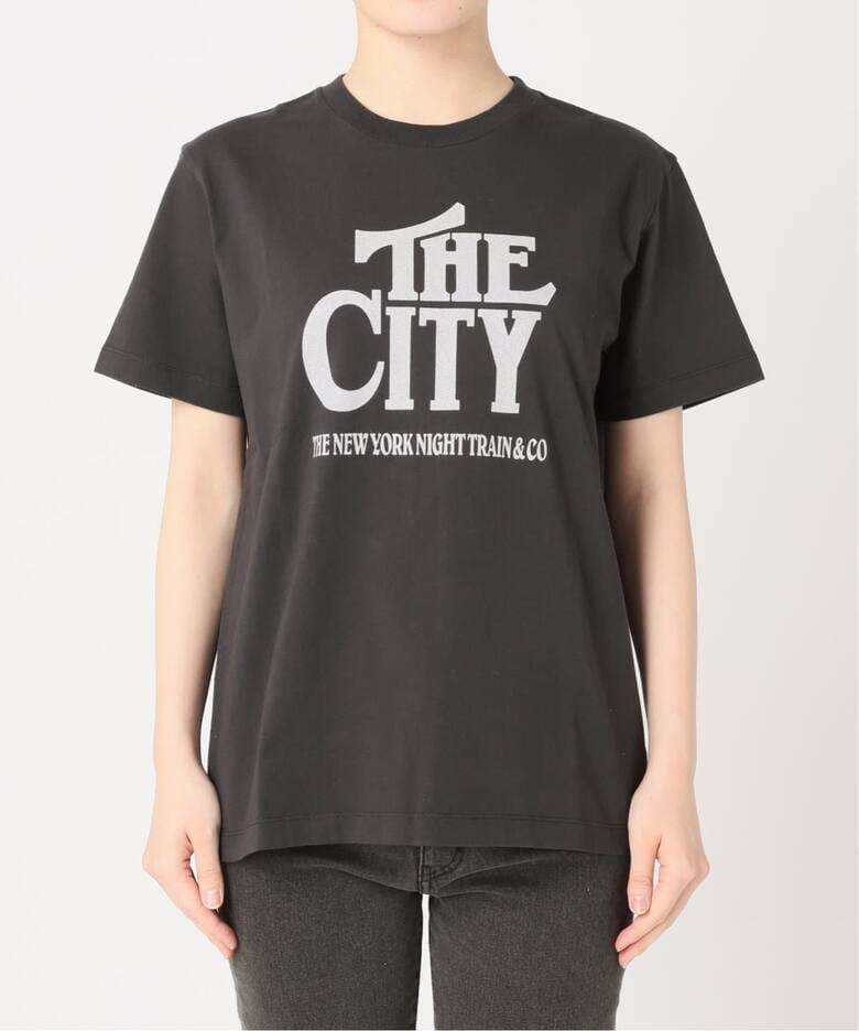 40代ファッション レディース シティロゴプリントカジュアルTシャツ