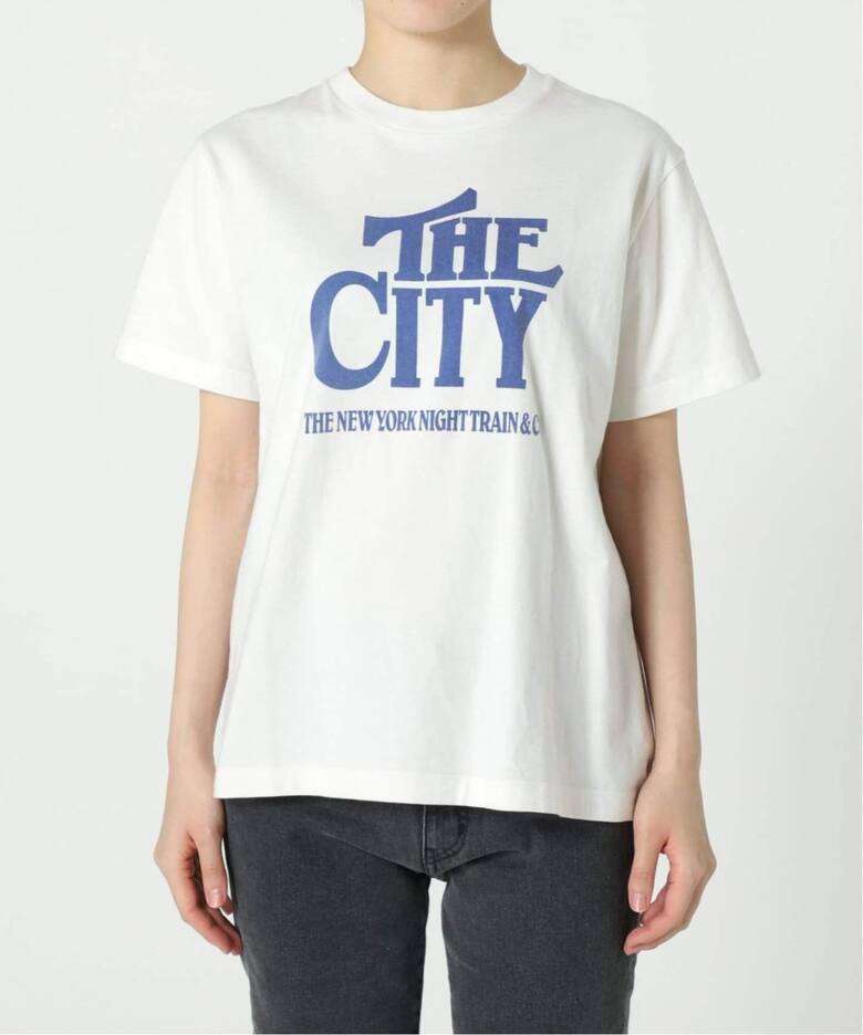 40代ファッション レディース シティロゴプリントカジュアルTシャツ
