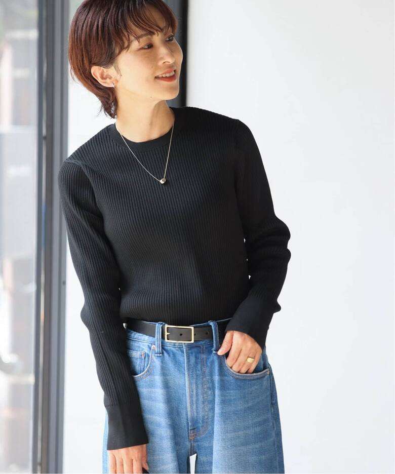 40代ファッション レディース ラウンドネックニット